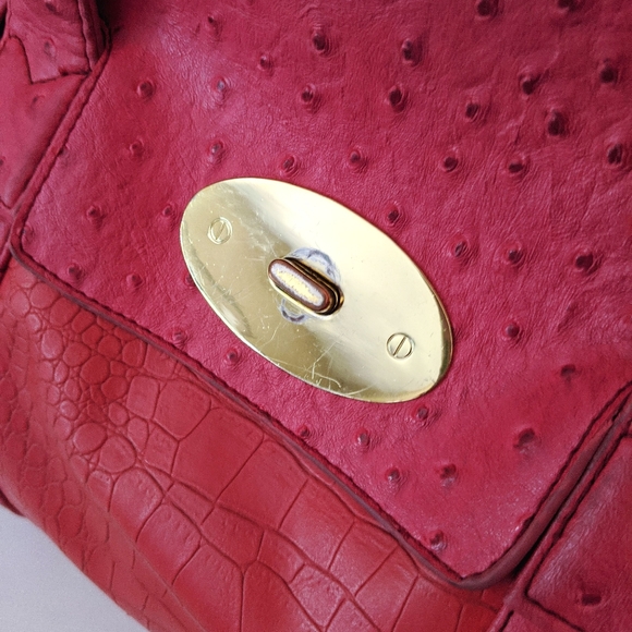 pink & orange faux crocodile faux leather handbag - Picture 5 of 14